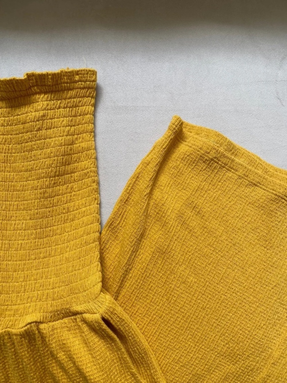 Yellow Smocked Strapless Top Jumpsuit